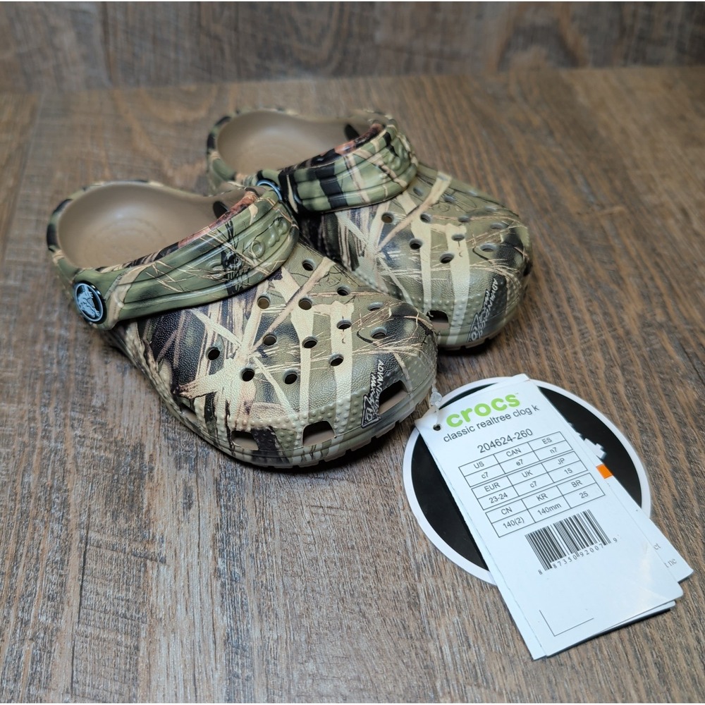 Crocs Classic Realtree Clog Toddler Baby Size C 7 Green Brown Camouflage Camo